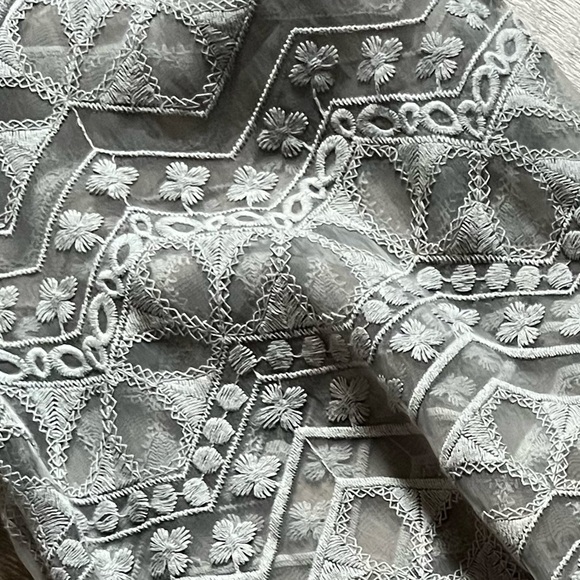 Calligraphie sheer puff sleeve sweater top. - Picture 9 of 10